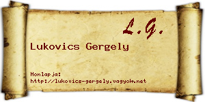 Lukovics Gergely névjegykártya